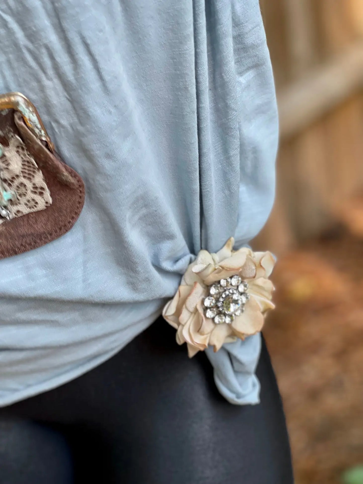 Distressed Seafoam Ripped Tee