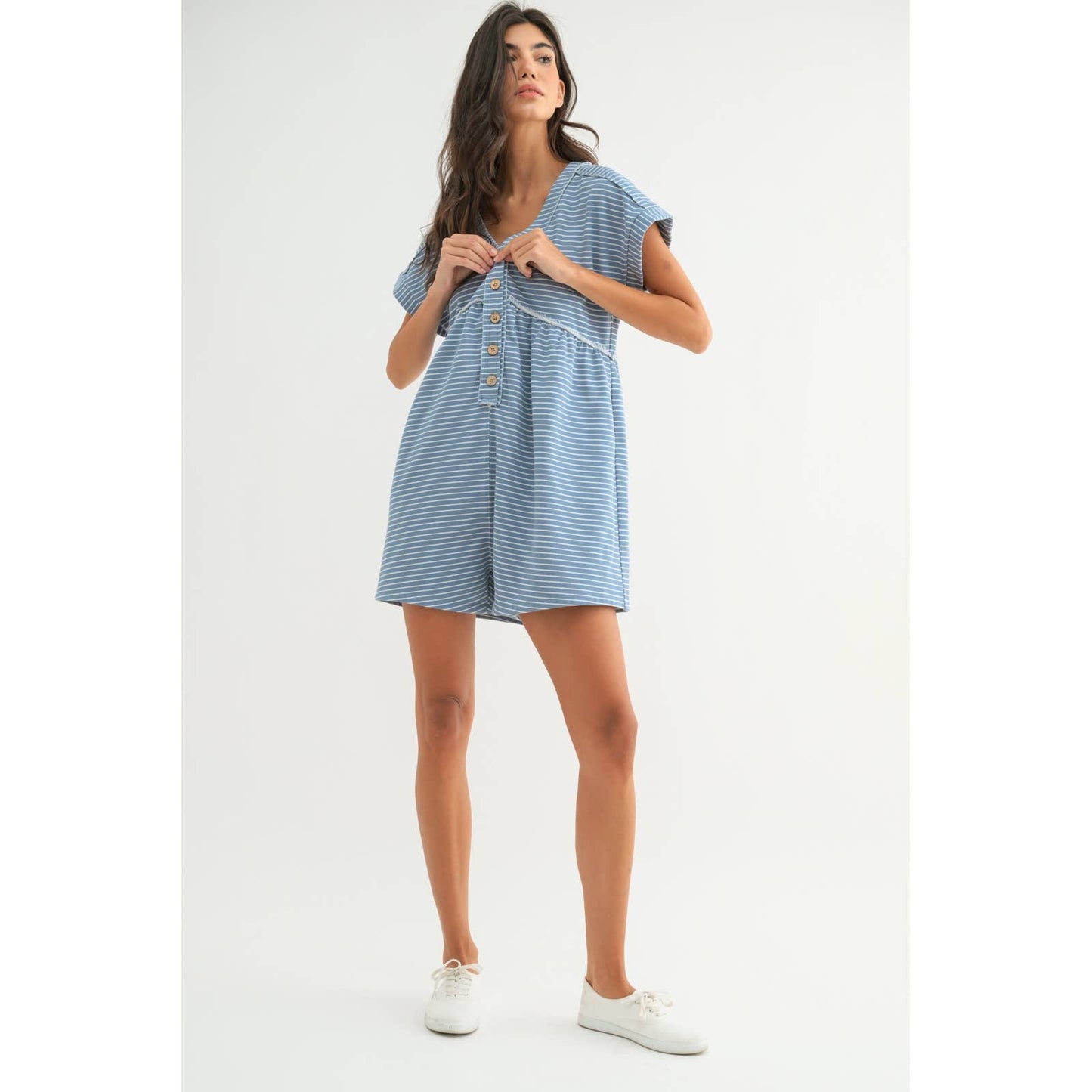 Striped Button-Up Romper