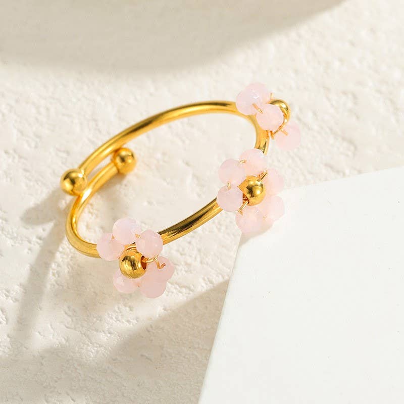 18K Stainless Steel Tarnish Free Flower Rings