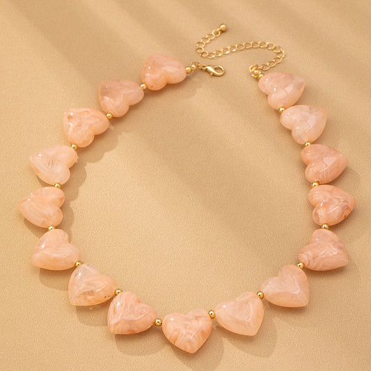 Large Heart Shape Beaded Necklace