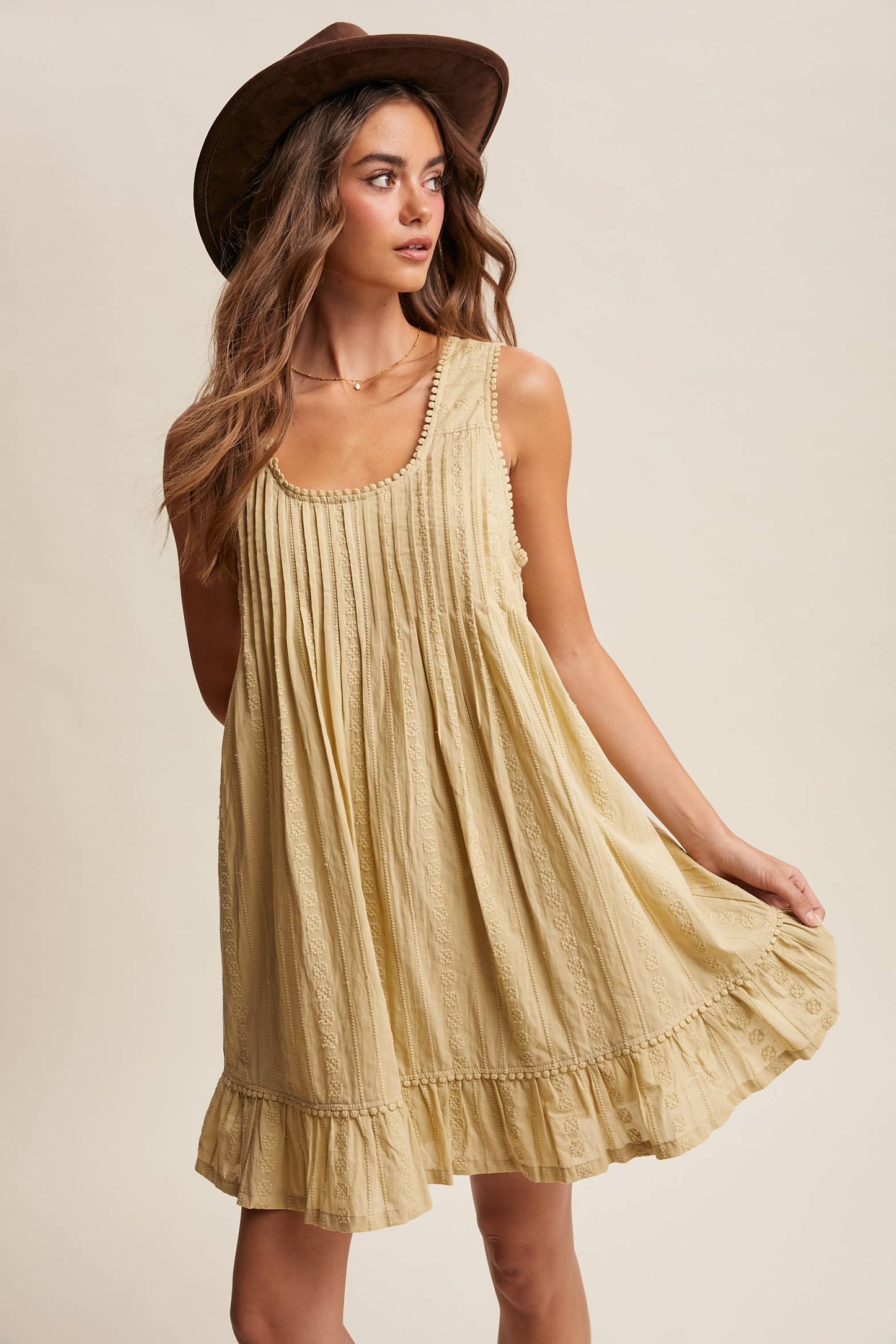 Textured Pintuck Mini Dress