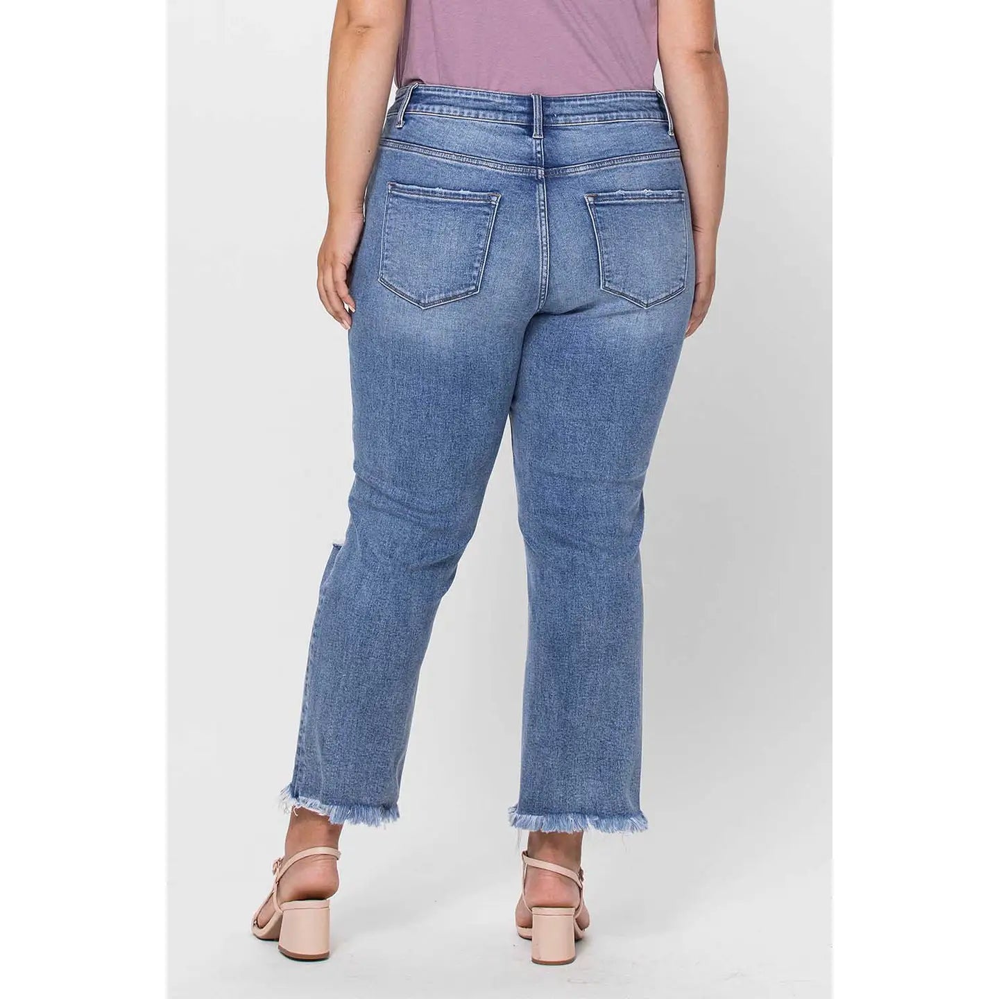 Plus Size High Rise Crop Slim Straight Jeans