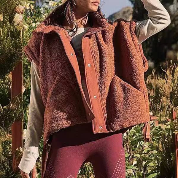 Fleece Button Vest Jacket
