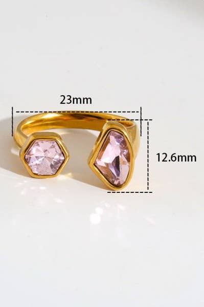 18K Stainless Steel Tarnish Free Rhinestone Ring
