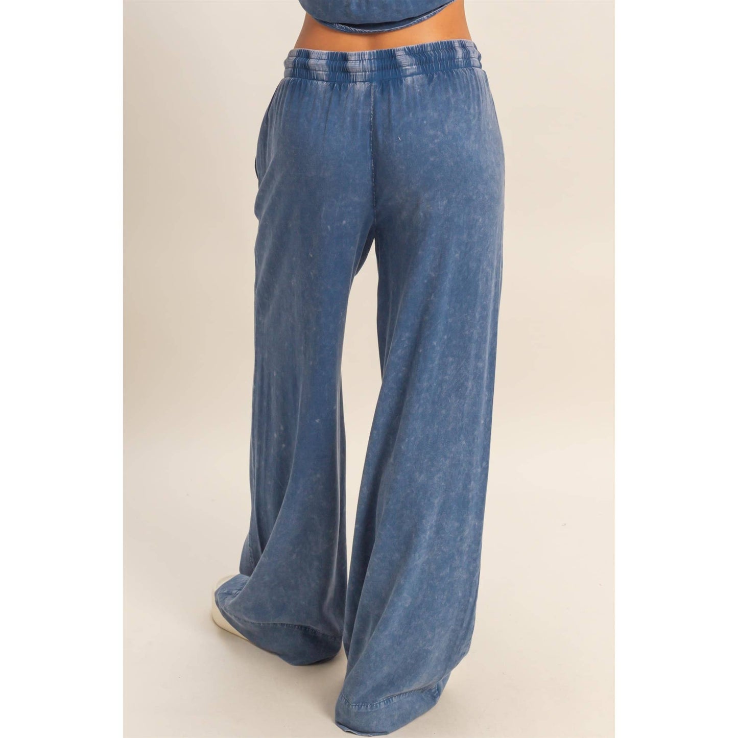 Mineral Wash Drawstring Wide Leg Pants
