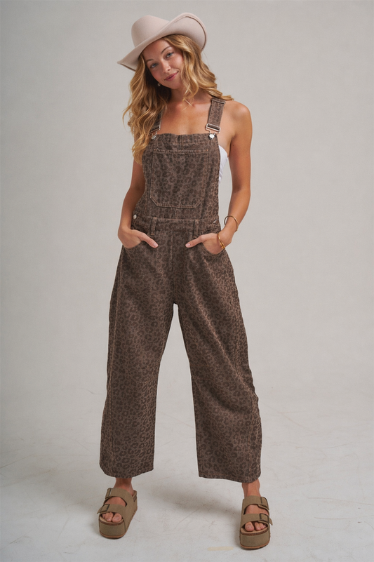 Vintage Leopard Overall Jumpsuit