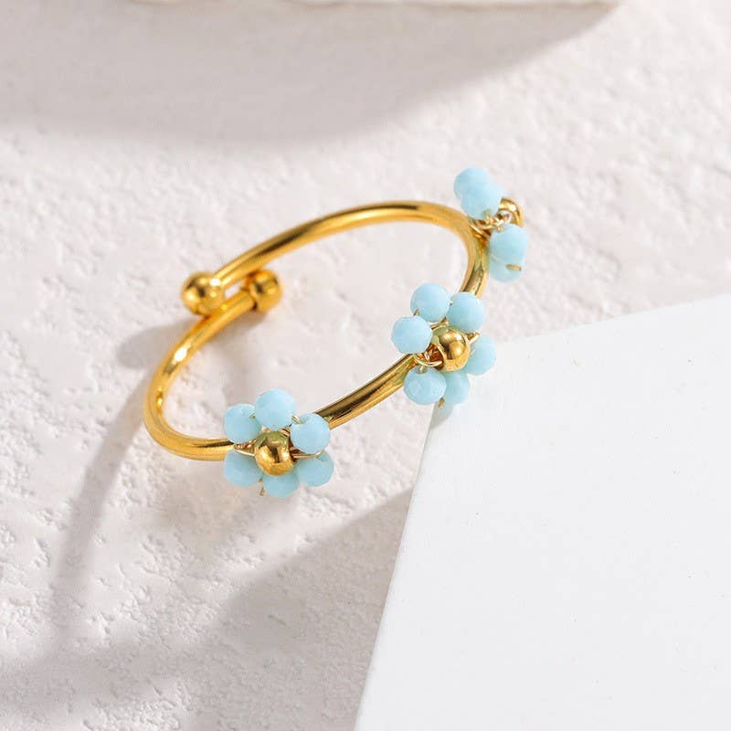 18K Stainless Steel Tarnish Free Flower Rings