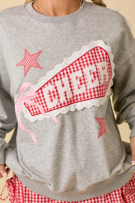 Game Day Cheer Patchwork Crewneck