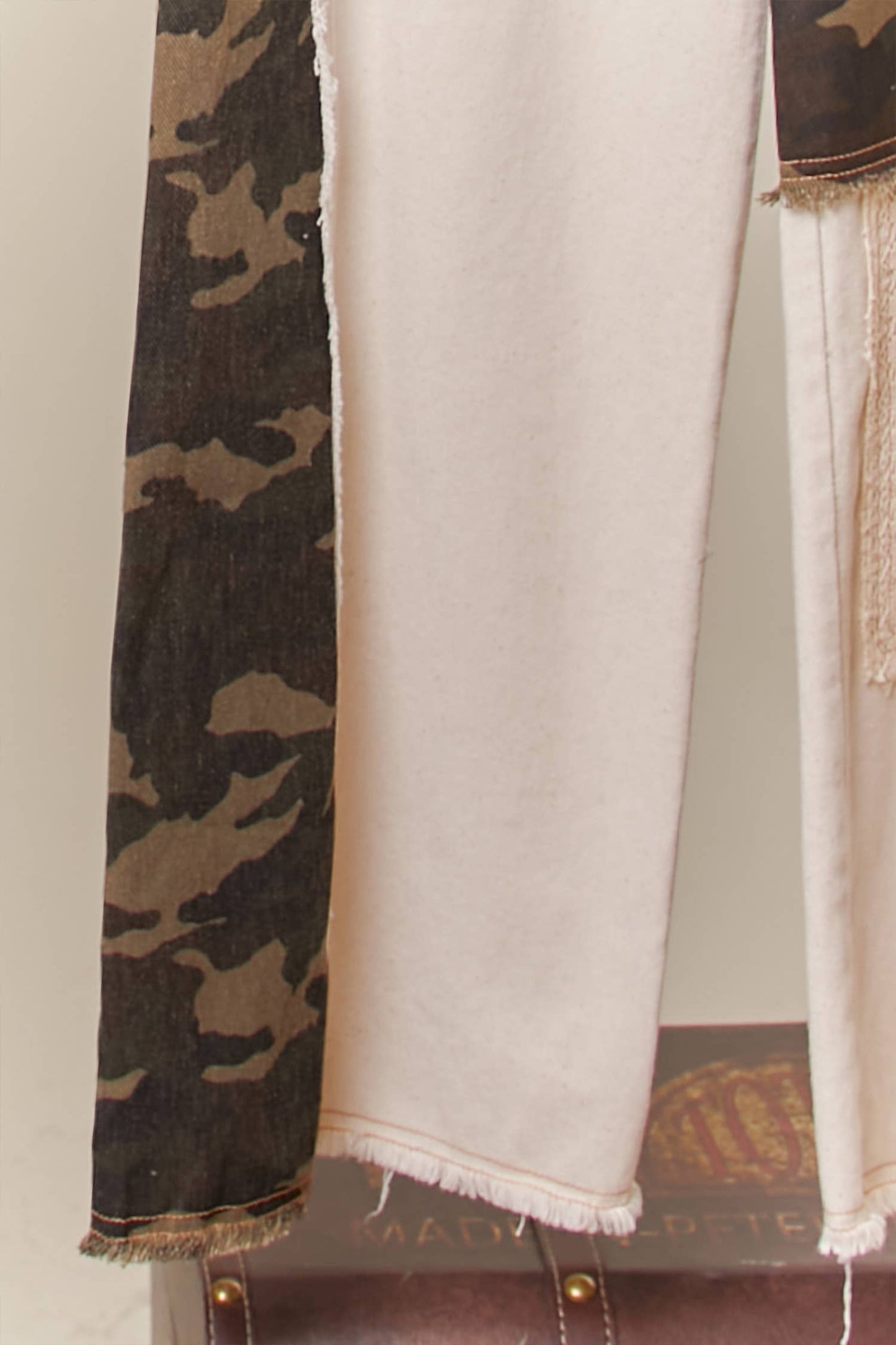 Camouflage Wide Leg Pants with Contrast Panels