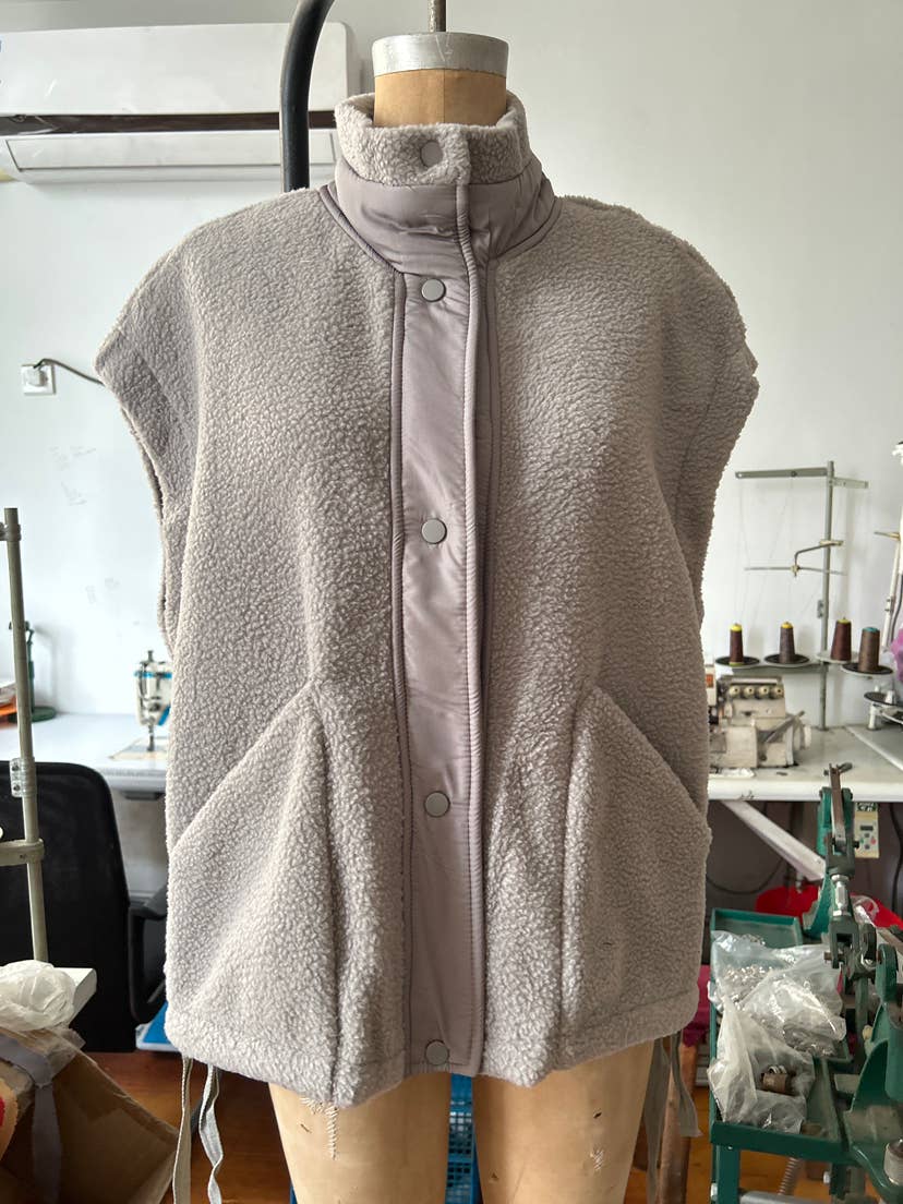Fleece Button Vest Jacket