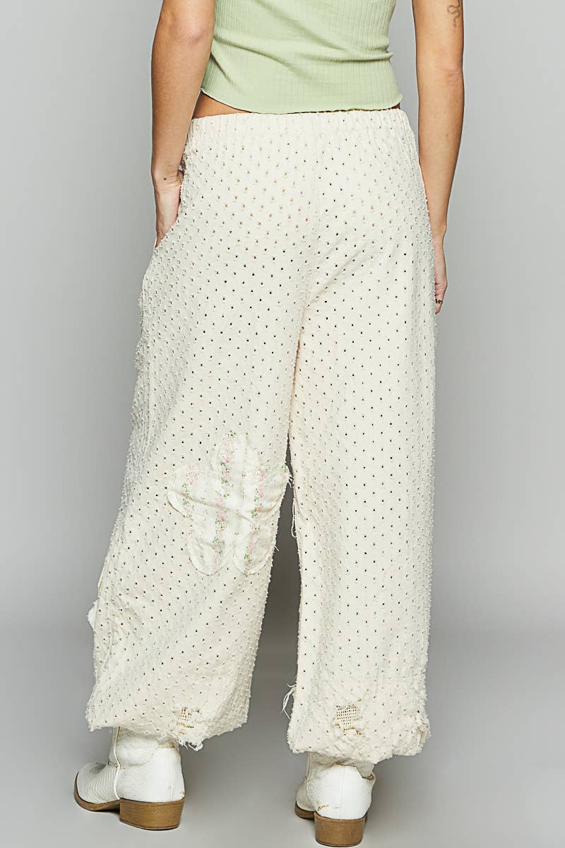 Elastic Band Textured Twill Woven Jogger Pants