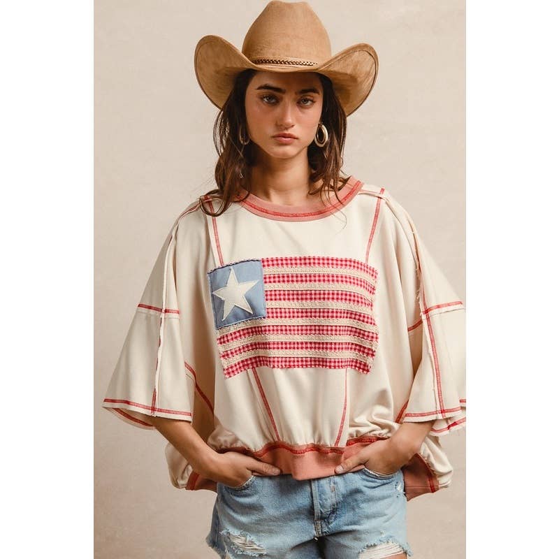 American Flag Patchwork Top