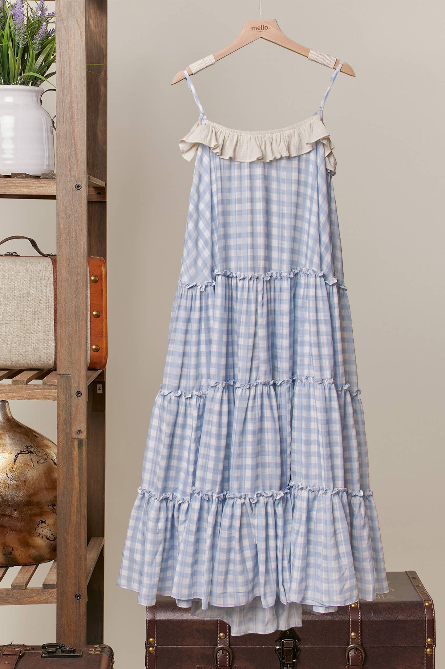 Checker Ruffle Dress Cardigan