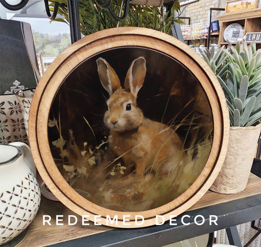 8" Round Bunny Art