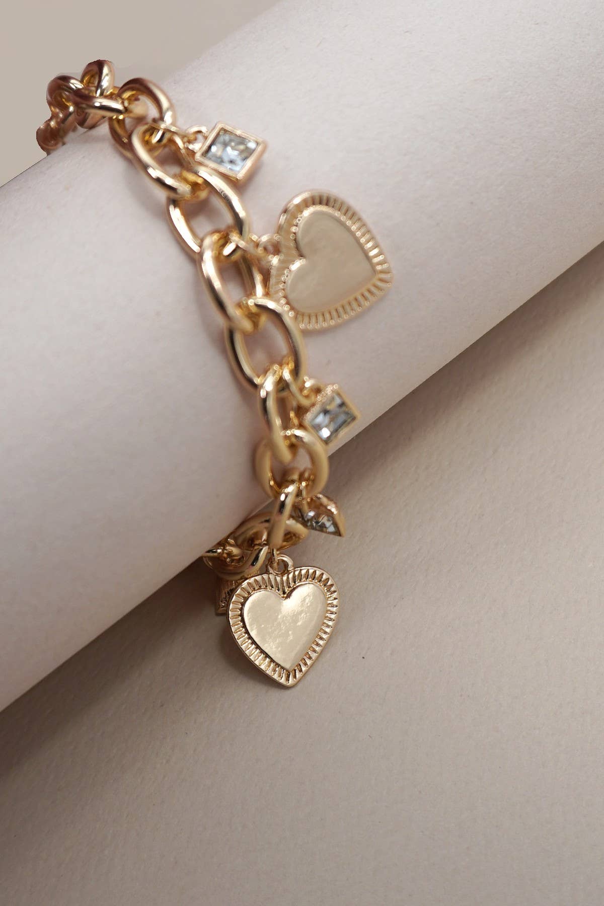 Charm Bracelet - Heart Rhinestone Charms