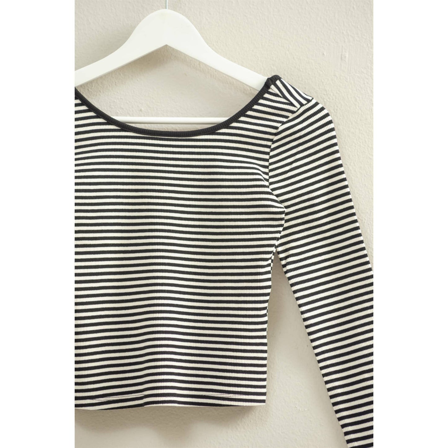 Striped Long Sleeve Top With Scoop Back Neckline