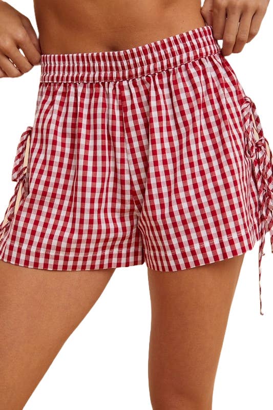 Gingham Check Side Bow Detail Shorts