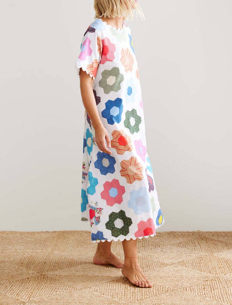 Floral Patchwork Midi Dress