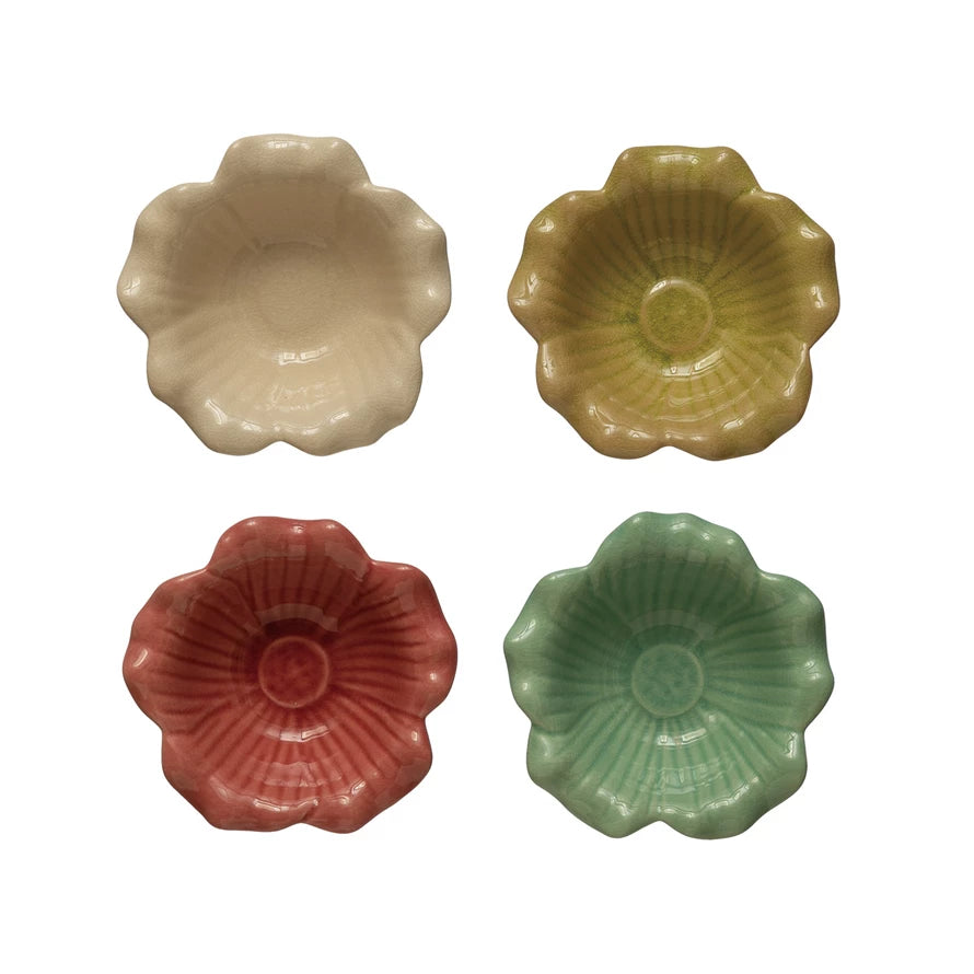 Debossed Stoneware Flower Bowl