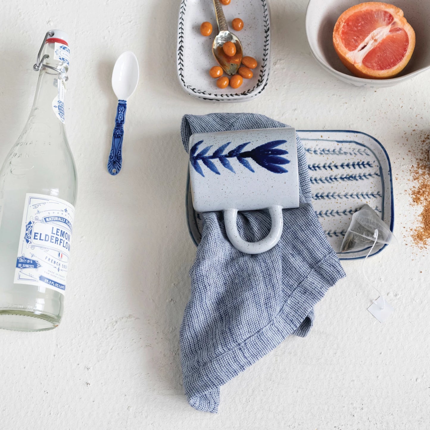 12 oz. Hand-Painted Stoneware Mug w/ Flower