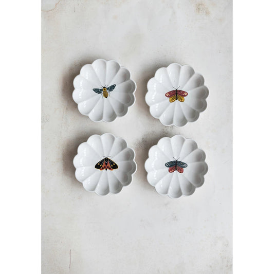 Stoneware Fluted Dish with Insect