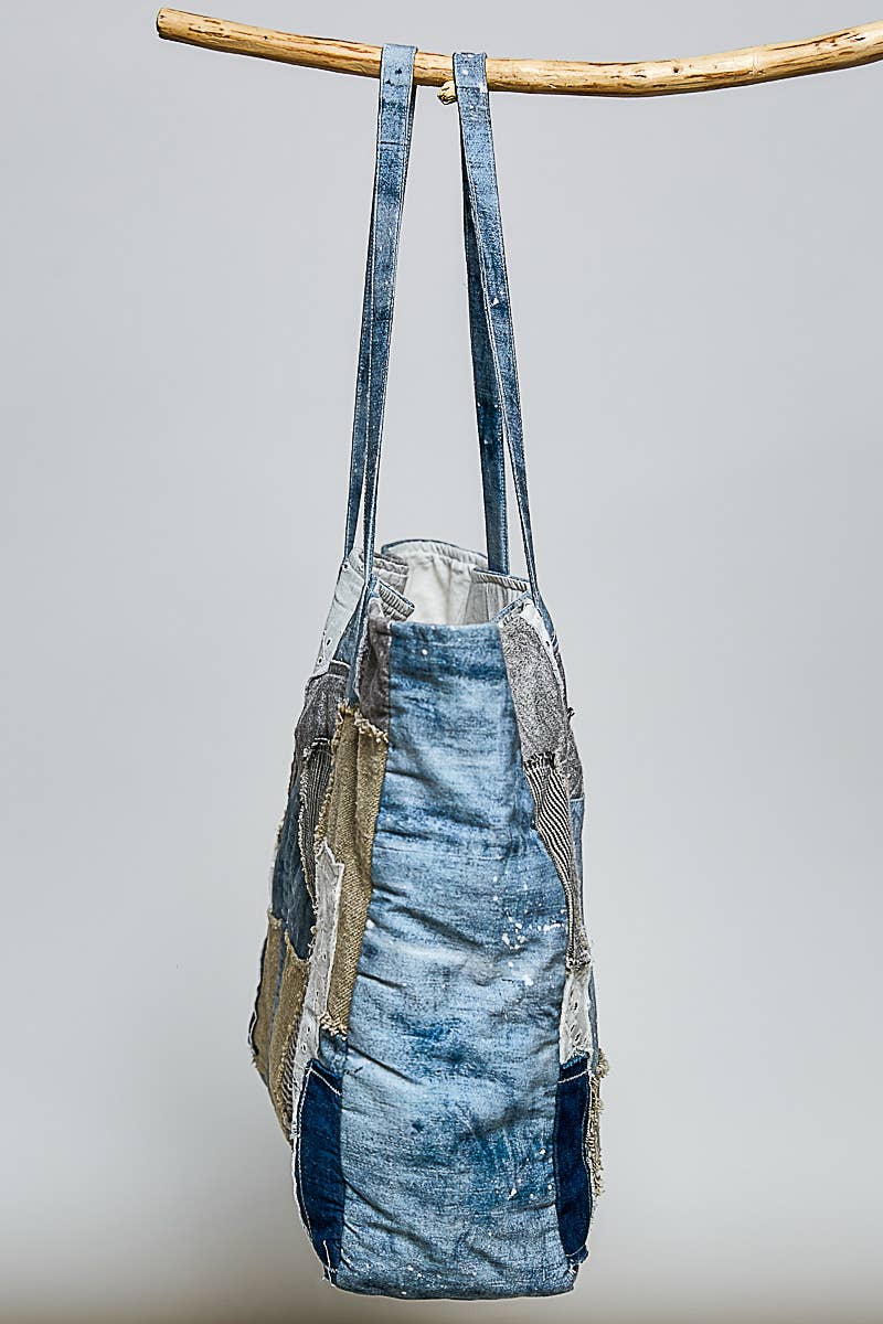 Unique Mix Patchwork Vintage Denim Casual Tote Bag