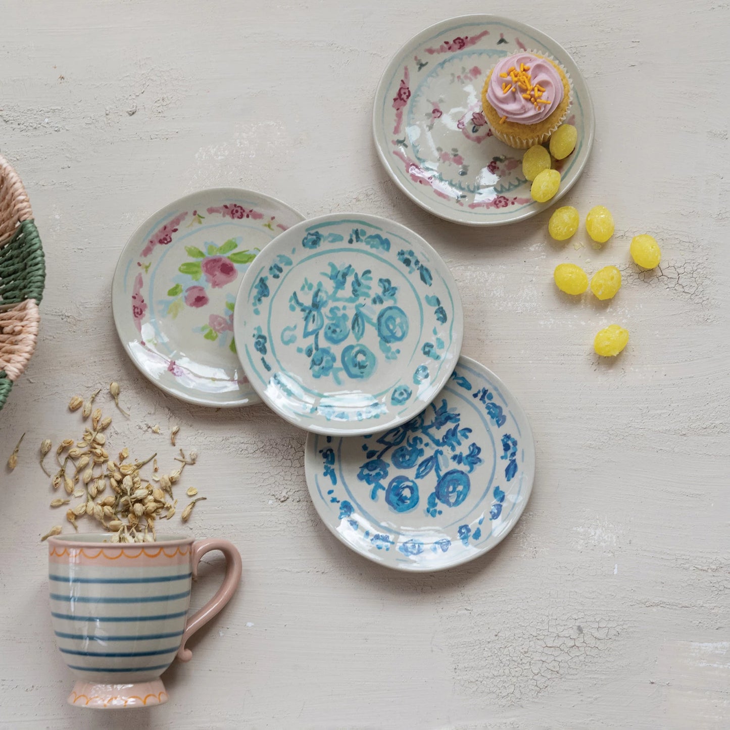 Stoneware Plate with Floral Image