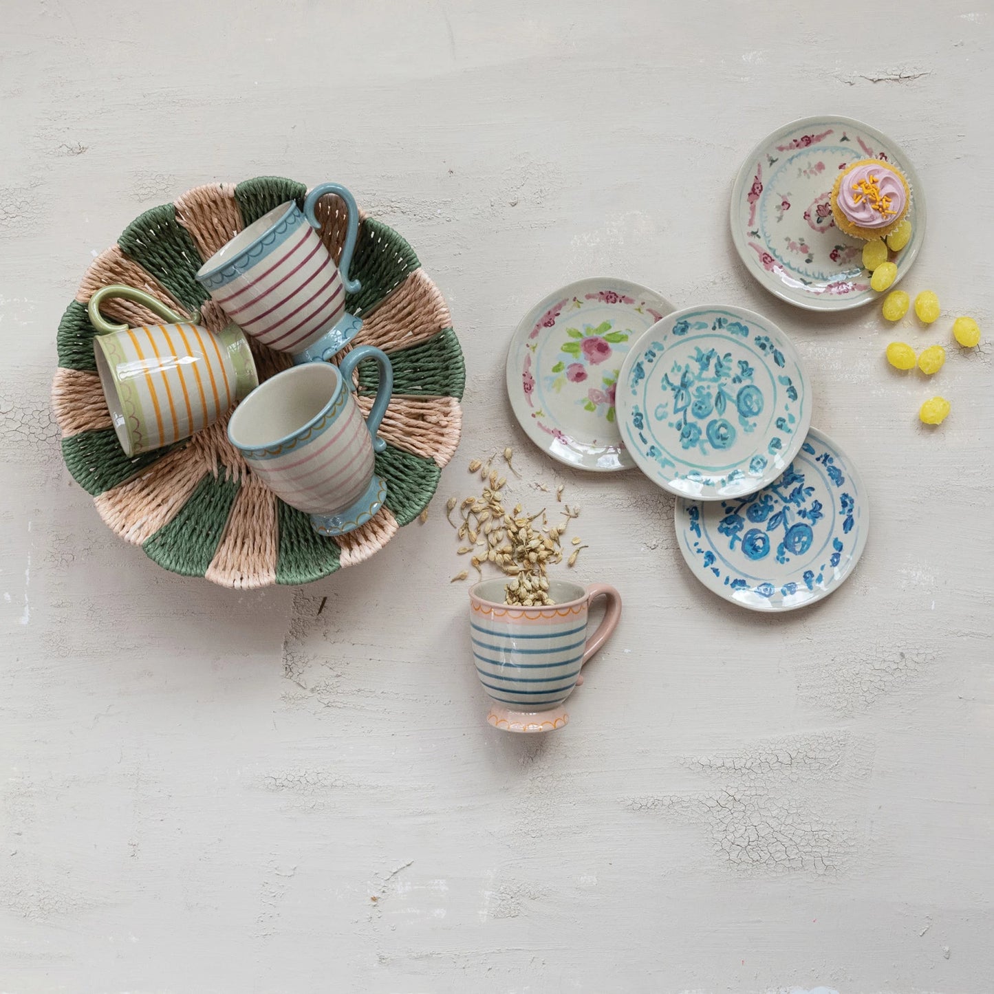 Stoneware Plate with Floral Image, 4 Styles