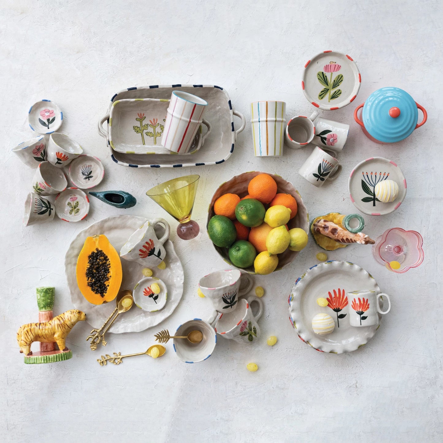 Hand-Painted Stoneware Dish