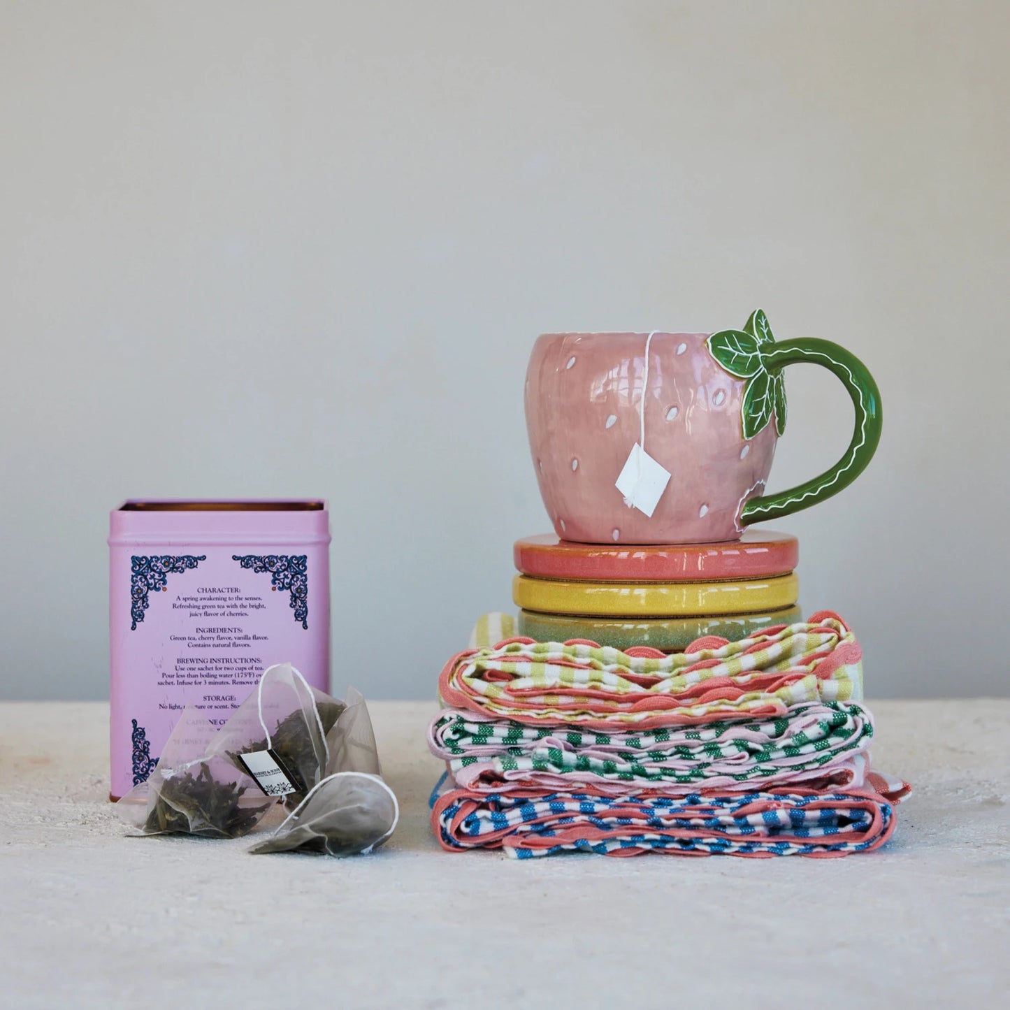 12 oz. Hand-Painted Stoneware Strawberry Shaped Mug