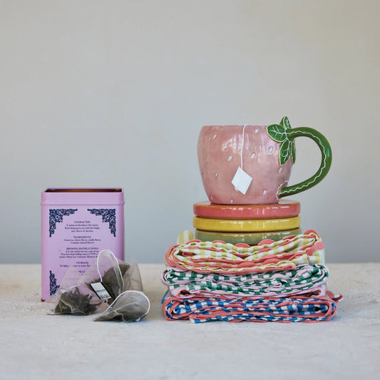 12 oz. Hand-Painted Stoneware Strawberry Shaped Mug