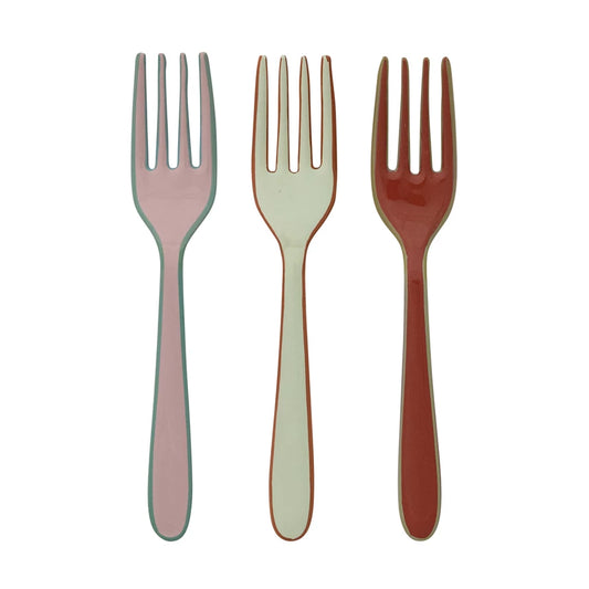 Enameled Stainless Steel Fork with Colored Edge