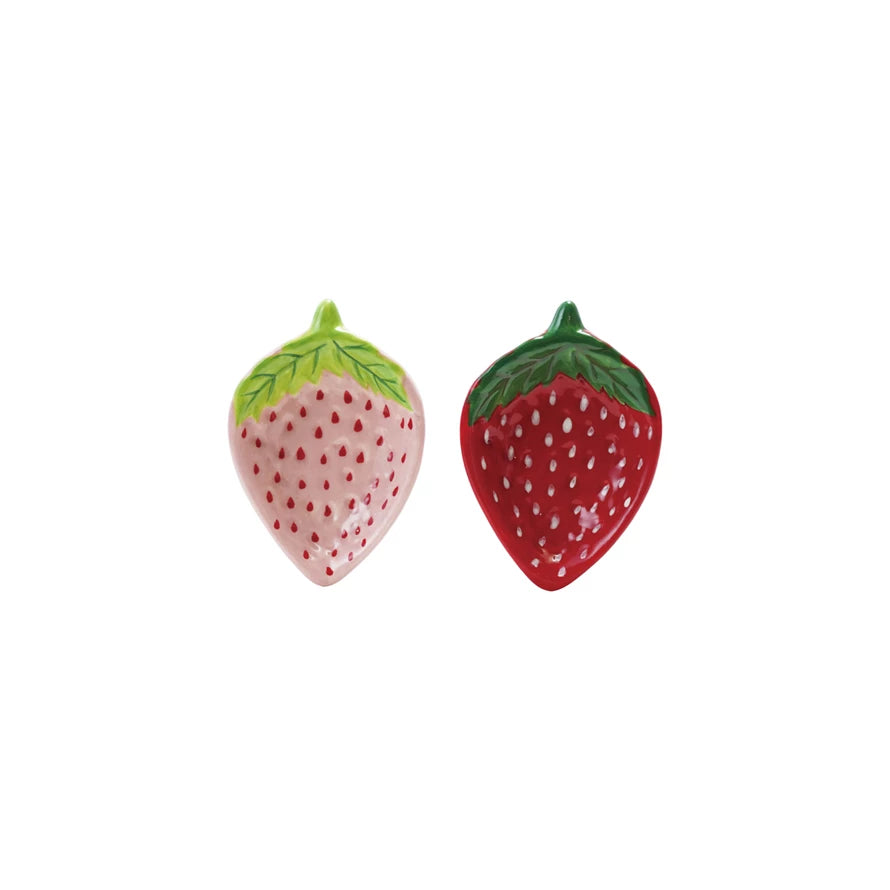 Hand-Painted Ceramic Strawberry Shaped Dish