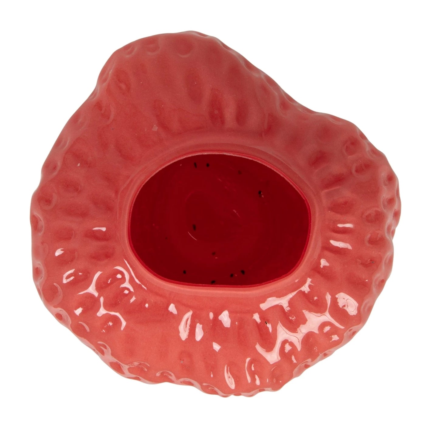 Glass Strawberry Shaped Vase, Opaque Pink