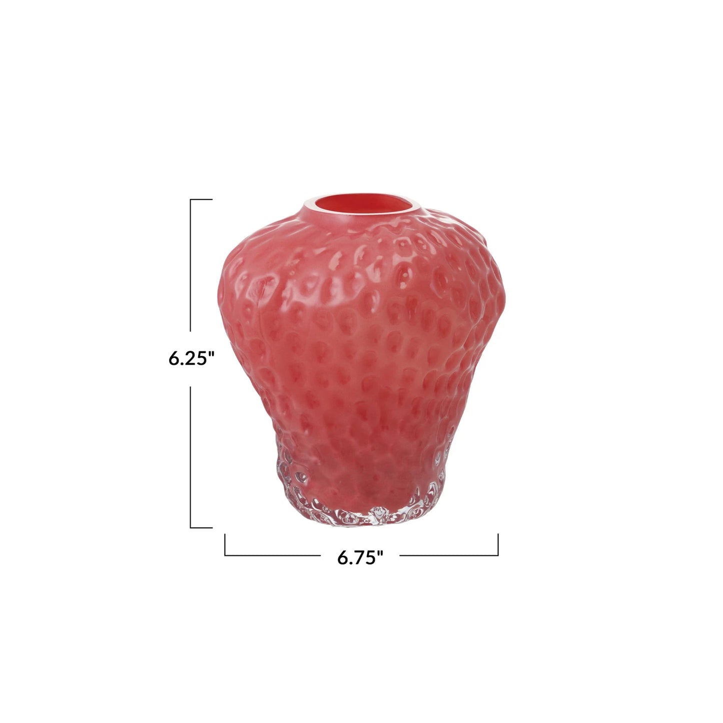 Glass Strawberry Shaped Vase, Opaque Pink