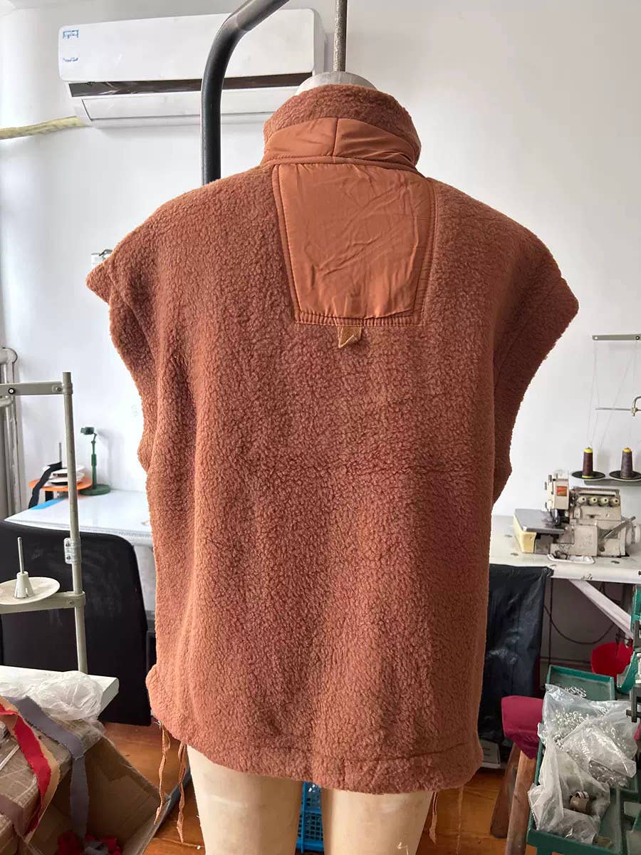 Fleece Button Vest Jacket