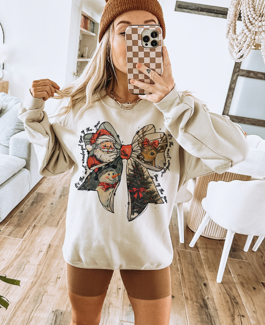 Vintage Christmas Bow Sweatshirt