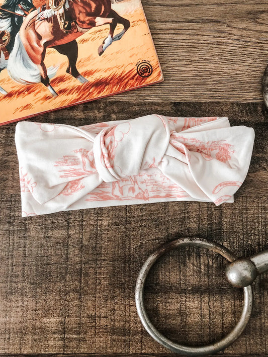 Pink Horse Toile Bamboo Bow