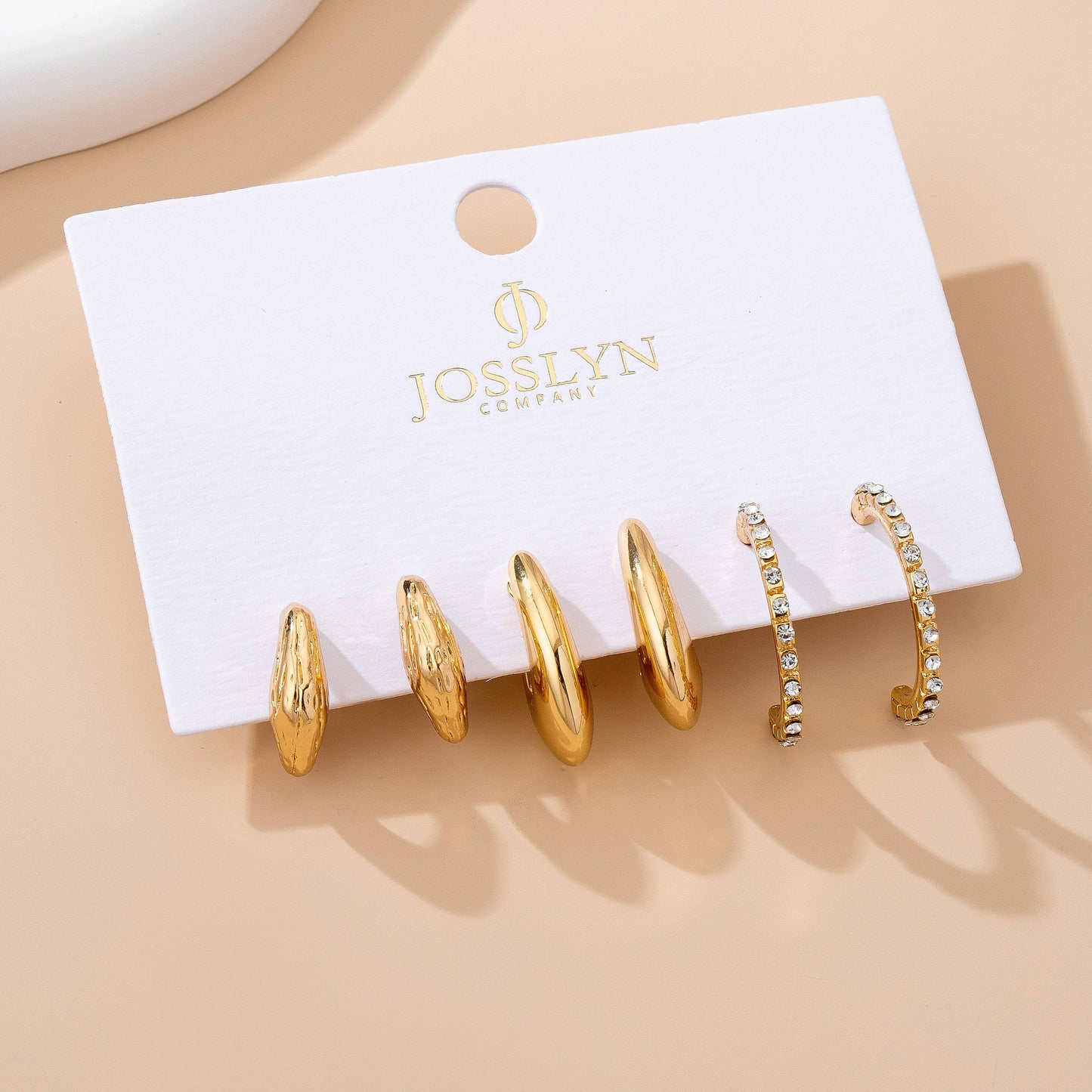 Tapered Rhinestone Huggie Hoop Trio Earring |