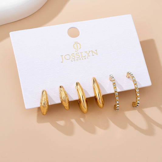 Tapered Rhinestone Huggie Hoop Trio Earring |