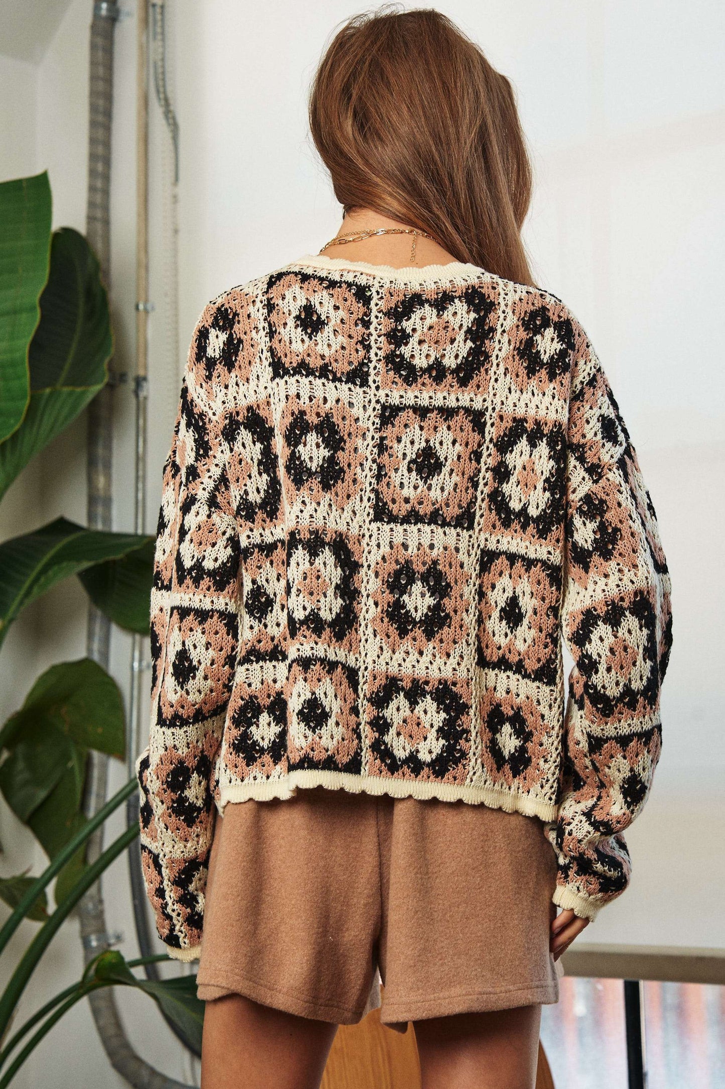 Crochet Patchwork Pullover Sweater