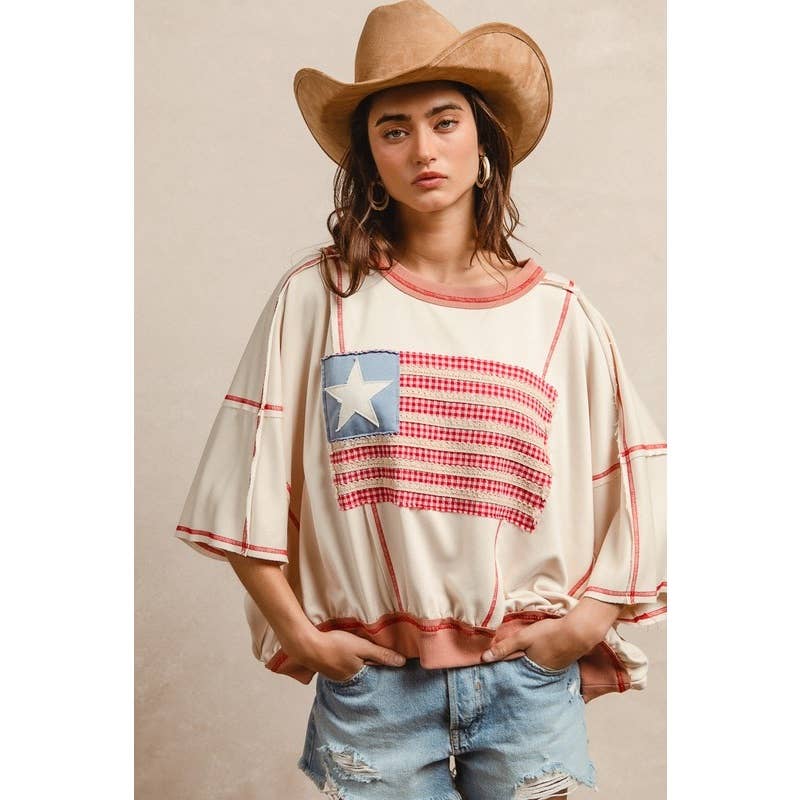 American Flag Patchwork Top
