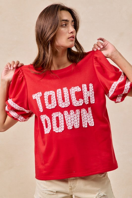 Gameday Theme Top with Touch Down Patchwork