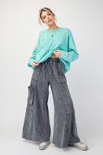 Mineral Washed Terry Knit Cargo Pants - Smoke