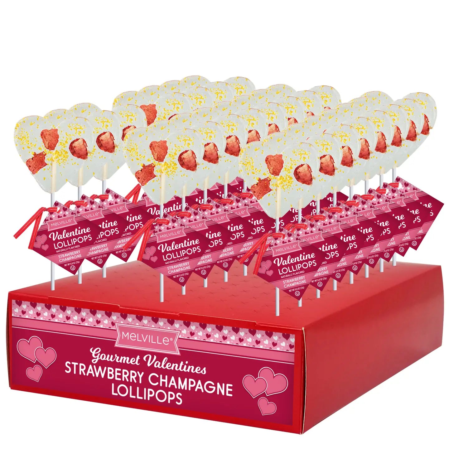 Heart Shaped Strawberry Champagne Lollipops