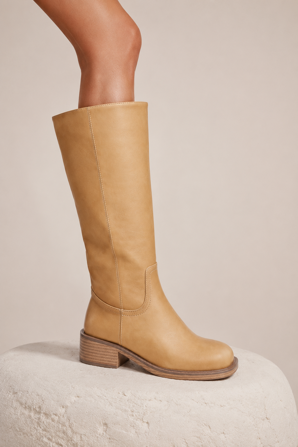 Tall Riding Fall Boots with Low Block Heel
