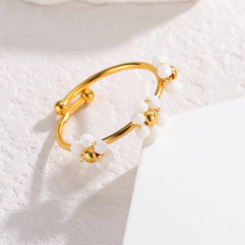 18K Stainless Steel Tarnish Free Flower Rings