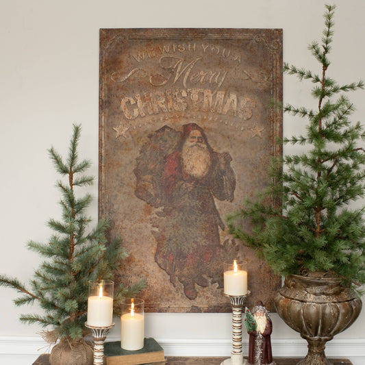 Metal Merry Christmas Santa Plaque