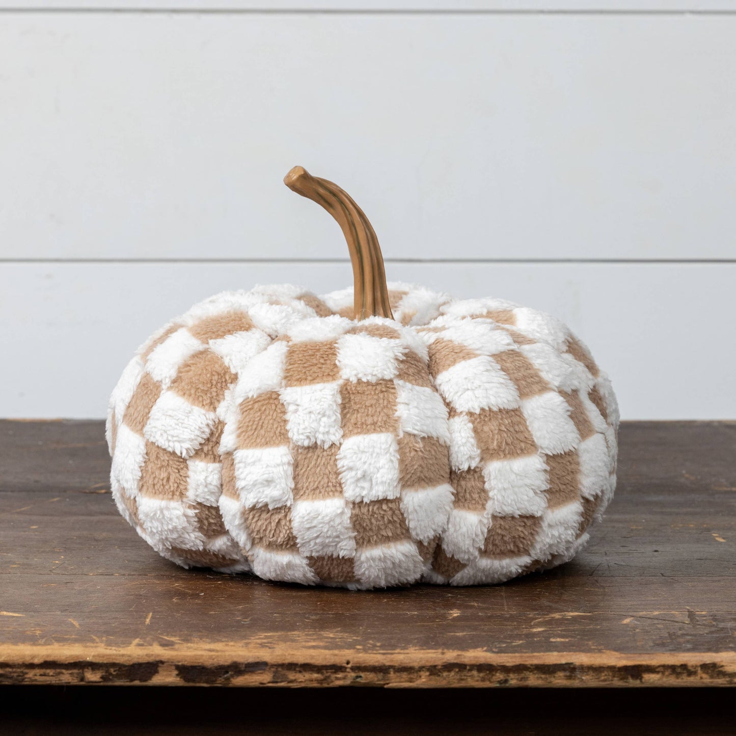 Brown & Cream Check Fabric Pumpkin