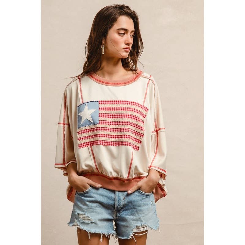 American Flag Patchwork Top